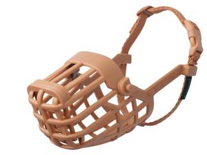 lot 16354 image: Baskerville Classic Basket Muzzle - Dog can Pant and Drink, Prevents Biting and Food Waste Scavenging, Strong TPR, Ideal for Longer Nosed Dogs, Breathable Dog Training Muzzle for Small Dogs (Size 1)
