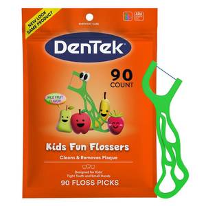 lot 16364 image: DenTek Fun Flossers � Kids Floss Picks with Wild Fruit Flavor, 90 Count