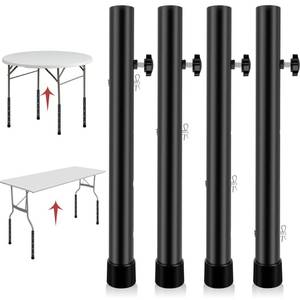lot 19394 image: Laowu Table Leg Extenders for Folding Tables, Folding Table Legs Extensions for Straight and Bent Legs, Heavy Duty Steel 4 Levels Adjustable Folding Table Leg Risers, Raise Table Height