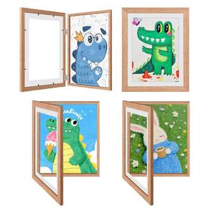 lot 19398 image: 4 Pack Kids Artwork Frames Changeable 8.5 x 11 Inch Children Art Projects Children Art Frames Front Opening Picture Display Frame Holds 150 Drawings for Craft Storage, Room Decor, Portfolio, Wood