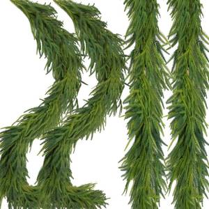 lot 19400 image: 2 Pcs Artificial Norfolk Pine Garlands Christmas, 9 FT Dense Real Touch Winter Pine Garland Ornament, Green Artificial Greenery Garland for Table, Mantle, Wall, Indoor, Outdoor Christmas Decorations
