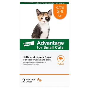 lot 20332 image: Advantage Topical Cat Flea Treatment and Prevention for Small Cats 2-9 lbs.  Apply Flea Drops Monthly  2 Treatments
