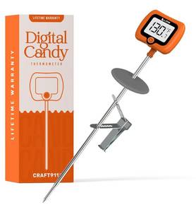 lot 20345 image: Digital Candy Thermometer with Pot Clip, 10 Long Stainless Steel Probe, Instant Read Kitchen Thermometer for Cooking, Baking, and Candy Makingin