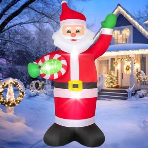 lot 15895 image: 7 FT Christmas Inflatables Santa Claus Outdoor Decorations Blow Up Yard Santa Claus Holding a Plate with Built-in LEDs for Holiday Party Xmas Yard Garden Lawn Decor