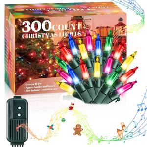 lot 15899 image: Enhon 300 Bulb Christmas Lights with Music, Musical Singing Christmas Lights with 25 Classical Holiday Songs, 7 Function Mode, Adjustable Volume and Mute (5 Color)