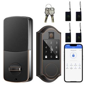 lot 15928 image: SEVEKO Fingerprint Smart Door Lock with Keypad, Smart Front Door Locks Keyless Entry Door Lock, Smart Lock with APP Control, Front Door Lock with Deadbolt, Touchscreen, Auto-Lock, Oil Rubbed Bronze