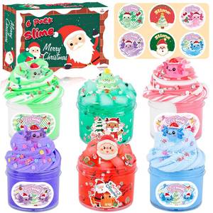 lot 16313 image: Christmas Slime Kit for Kids - 6 Pack Axolotl Slime with Butter, Cloud and Crunchy Jelly Cube Textures. Soft and Non-Sticky, Birthday Gifts, Xmas Stocking Stuffers and Party Favors for Girls and Boys