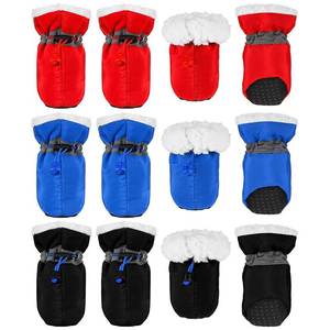 lot 16337 image: Weewooday 12 Pcs Dog Boots Adjustable Drawstring Puppy Boot Waterproof Anti Slip Dog Paw Protector Breathable with Soft Sole for Small Puppy(Size 2)