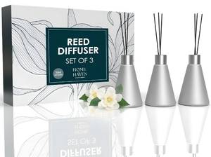 lot 16367 image: Mega Handles Reed Diffuser Sets (50ml) - 3 Pack White Flower Scent Bathroom Diffuser, Elegant Reed Diffuser for Shelf Decor, Decorative Air Freshener for Large Rooms - Satin Nickel