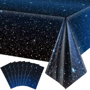 lot 16381 image: 8 Pieces Space Tablecloth Starry Night Tablecloth Decorations Plastic Galaxy Table Cover Space Stars Theme Party Supplies for Birthday Home Decorations, 54 x 108 Inch