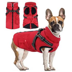 lot 16385 image: Dog Winter Coat with Harness Built-in  Waterproof Dog Jacket with Zipper and Fleece Lining  Reflective Cold Weather Coat Xs