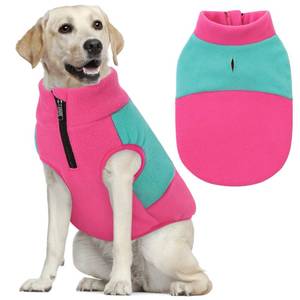 lot 16433 image: Queenmore Fleece Sweater for Large Dogs, Pet Vest Jacket Sweatshirt Winter Clothes for Boy Or Girl, Medium Small Size, FuchsiaMint, 3XL