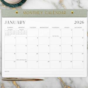 lot 16459 image: Aesthetic 2026-2027 Desk Calendar - Runs From January 2026 Until July 2027 - Minimalistic Office DesktopWall Calendar 14.5x11.5in for Easy Organizingin