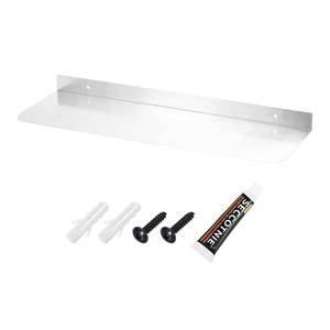 lot 19368 image: MECCANIXITY Metal Shelves for Wall, 16 Inch Silver Floating Shelves Wall Mount Display Shelf Organizer for Bathroom, Bedroom, Living Room, Room Decor