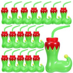 lot 19376 image: Hoolerry 24 Pack Christmas Elf Boot Cups with Lids and Straws Bulk 10 OZ Santa Elf Boot Plastic Cups for Kids Novelty Party Supplies Winter Holiday Xmas Party Favors Birthday Gift