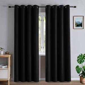 lot 19380 image: Veloraft Black Curtains 96 Inches Long for Bedroom, Black Out CurtainsThermal Insulated Blackout 2 Panels Set, Long Drapes for Living Room Windows Solid Grommet Privacy, W52 x L96