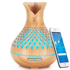 lot 19393 image: Smart WiFi Essential Oil Diffuser, 500ml Aromatherapy Diffuser Humidifier for Large Room, Works with App and Alexa Google Home Voice Control, 7 LED, Create Schedules and 4 Timer, Auto Off, Light Wood