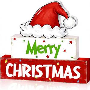lot 20328 image: Christmas Wooden Table Signs,Green Elf Dog Merry Christmas Tiered Tray Decor Wood Blocks Decorative Tabletop Sign, Farmhouse Winter Holiday Decor for Home Decorations 3 Layered Funny Green Thief