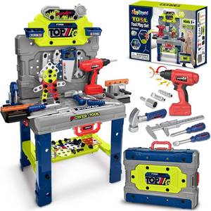 Kids Tool Bench with Realistic Electric Drill, 132 PCS Toddler Tool Set, Birthday Christmas Gifts Toys for Kid Ages 3 4 5 6 7 8, Toddlers Tool Box & Workbench, Kids Tool Set for Boys 3-5 6-8 (Green)
