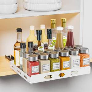 lot 3419 image: XLP Pull-Out Spice Rack Organizer �� Heavy Duty Slide-Out Cabinet Storage  Fits Spices, Sauces, Cans, Dishes  Kitchen & Pantry Organizer, White (12.5Wx10.5Dx1.8H)