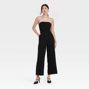 lot 4089 image: Womens Jumpsuit - A New Day�� Black S Polyester, Strapless, Side Pocket, Below Knee Length