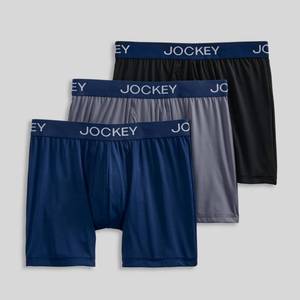 lot 4108 image: Jockey Generation�� Mens Microfiber Stretch Long Leg 3pk Boxer Briefs - GrayBlackBlue L Moisture Wicking, Quick Drying