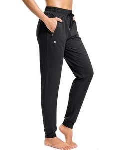 lot 4115 image: G Gradual Womens 303234 Inseam Tall Sweatpants Cotton Joggers with Zipper Pockets Yoga Lounge Athletic Pants for Women(Black,L34_L)