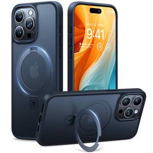 lot 4116 image: TORRAS Ostand for iPhone 16 Pro Max Case, Fit for MagSafeShockproof Military GradeSturdy Kickstand & Ring Holder Translucent Slim Magnetic Phone Case for iPhone 16 Pro Max 6.9 2024, Black