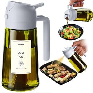 lot 6435 image: TrendPlain - Original 16oz470ml Olive Oil Dispenser Bottle for Kitchen Gadgets and Air Fryer Accessories - Olive Oil Sprayer for Cooking wStickers - Ash
