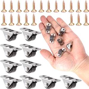 lot 6440 image: Deozu 10 Pcs Mini Caster Wheels for Small Appliances, 12 Inch Mini Wheels, Metal Mini Casters, Small Wheels for Projects, Furniture, Cart Drawer Storage Box (Non Swivel)