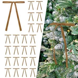 lot 6474 image: Set of 24 Camel Brown Velvet Bows Ornaments for Christmas Tree, Vintage Rustic Elegant Velvet Bows Decor, Xmas Home Decoration for Wreath Mantle Gift Wrap Holiday Decor, 38 Wide, 5  7 inch