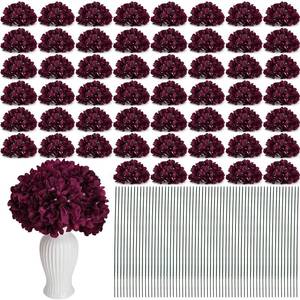 lot 6484 image: Nagobi Burgundy Hydrangea Artificial Flowers, 104 PCS Faux Hydrangea Flowers Heads with Stems, Silk Realistic Hydrangea for Wedding Centerpieces Home Garden Baby Shower Party Decoration