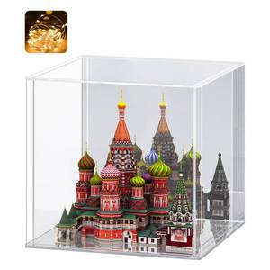 lot 6489 image: LASOA Acrylic Display Case for Collectibles �� Clear Display Box with Mirrored Back and Base, Self-Assembly Showcase for Figurines, Models, and Memorabilia, 11x11x11inch