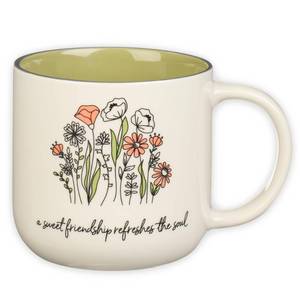 lot 6498 image: Christian Art Gifts Sage Green Floral Ceramic Coffee Mug �� 15 oz. Microwave and Dishwasher-safe Inspirational Scripture Coffee and Tea Mug for Friends with Bible Verse Sweet Friendship ��Proverbs 279