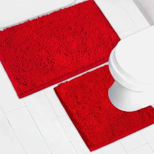 lot 6424 image: AINAHYVA Bathroom Rugs Chenille Bath mat 2 Piece Set, Super Absorbent, Strong PVC Non Slip Backing, Bath mats for Bathroom, Plush Shaggy, Thick, Machine Washable, Bathtub, Toilet.(Red)