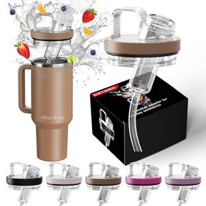 lot 14203 image: Tumbler Adapter Compatible with Stanley and Flavors Cartridges  Fits 40oz & 64oz Stanley Quencher H2.0 Tumblers  Direct Fit, Food-Grade Leak-Proof Silicone (Almond Rose, 40 oz 64 oz)