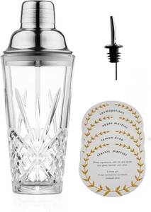 lot 14204 image: Martini shaker Glass-Cocktail Shaker-Crystal Shaker(No Lead)-Drink Glass for Espresso-Coffee Maker, Holiday, Mixology,Valentine Gifts -15oz Cut Design (Thick & Durable & Pourer#304)