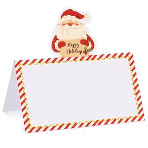 lot 14205 image: Fumete 100 Pcs Christmas Place Cards for Table Setting Santa Claus Die Cut Place Cards Christmas Party Name Placecards for Table Holiday Dinner Brunch Party or Any Occasion Decoration