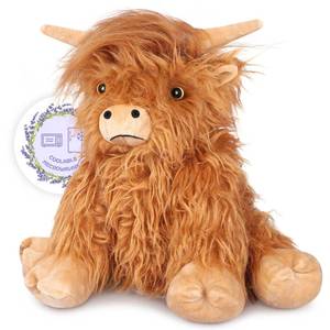 lot 13534 image: SuzziPals Heatable & Coolable Highland Cow Stuffed Animals Plushie, Microwavable Heating Pad for Soothing & Relaxation, Lavender Scented Cattle Plush Toys for Stress Relief, Stuffed Cow Gifts