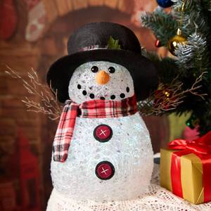 lot 13535 image: Color Changing LED Snowman,13.7Inch Acrylic Snowman Figure,7 LED Lighted,Pre-Lit Light Up Snowman Decor,Christmas Indoor Decorations