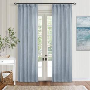 lot 13539 image: Dusty Blue Pinch Pleated Linen Curtains 84 Inches Long 2 Panels Set for Living Room Dining Pinch Pleat Back Tab Light Filtering Boho Coastal Window Curtain Drapes 84 Inch Length Light Sky Blue