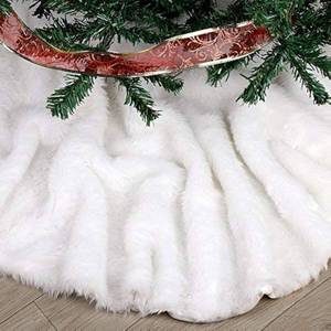 lot 13543 image: Extra Large Christmas Tree Skirt 60 inches Pure White Faux Fur Tree Skirt for Merry Christmas & New Year Party Holiday Home Decorations