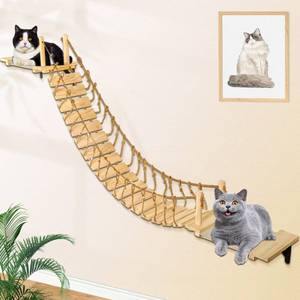 lot 13570 image: Calmbee Cat Wall Shelves - 70 Cat Bridge Hammock Tree with Mounted Perch & Cloud Shelf