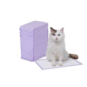 lot 13574 image: Amazon Basics Cat Litters Pee Pads, 40 Count, Universal Fit for Litter Box, Odor Control with Fresh Scent, Purple and White