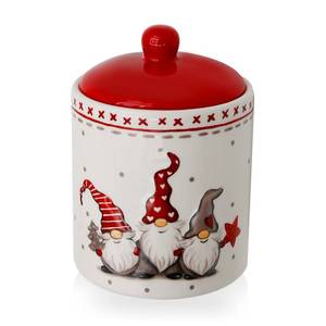 lot 13576 image: Hoypeyfiy Christmas Cookie Jars Ceramic Christmas Candy Jar with Lid, Food Canister Candy Storage For Holiday Christmas Decoration Kitchen Countertop Christmas Party Favor