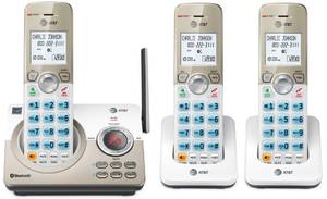lot 13577 image: AT&T DL72319 DECT 6.0 3-Handset Cordless Phone for Home with Connect to Cell, Call Blocking, 1.8 Backlit Screen, Big Buttons, intercom, and Unsurpassed Range