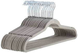 lot 14247 image: Amazon Basics Slim, Velvet, Non-Slip Suit Clothes Hangers, GraySilver - Pack of 30