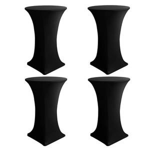 lot 14248 image: HolidayIdeas Cocktail Table Covers, 4 Pack - Fitted Stretch Spandex Square Corners Highboys Cocktail Tablecloths for Bar, Pub (Black, Fit for 30-32 Diameter x 43 Height Tables)