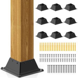 lot 3408 image: Fanmoss 10 Pcs 4x4 Post Base, 3.6 x 3.6 Internal Post Bracket, Powder Coated Steel Post Anchor Ideal for Standard Wood, Deck Fence, Mailbox & Handrail