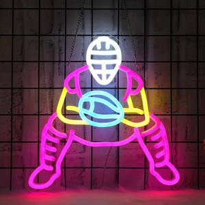 lot 13591 image: CoolGift Mart Baseball Neon Sign, Catcher Dimmable LED Wall Decor Light USB Powered, Bedroom Gaming Room Man Cave Home Club Shop Decoration, Gift for Players Fans